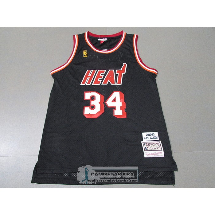Camiseta Miami Heat Ray Allen NO 34 Mitchell & Ness 2012-13 Negro